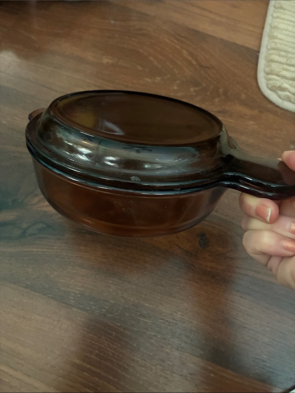 Vintage Corningware VISIONS AMBER GRAB IT BOWL WITH LID V240B Cookware